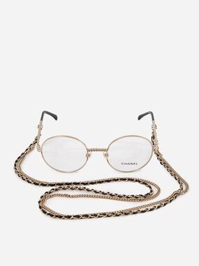 Pre-Owned Chanel Metal Round Removable Chain Eyeglasses